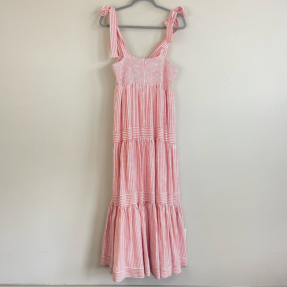 By Together Striped Tie Shoulders Tiered Maxi Dress Size Small - Picture 7 of 11